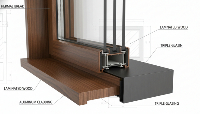 3 flügeliges Holz-Alu Fenster online bestellen