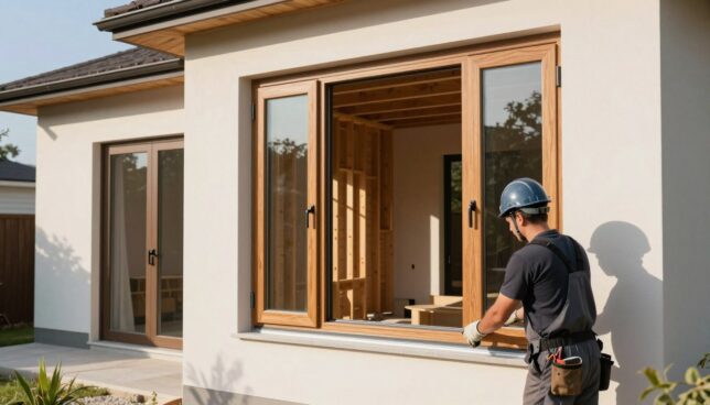 Holz Aluminium Fenster Installation