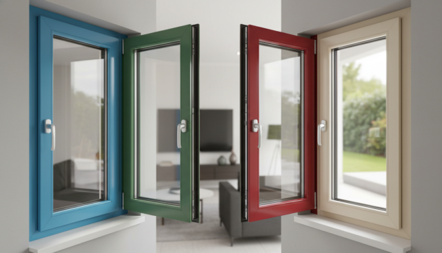 Moderne Kunststofffenster in verschiedenen RAL-Farben