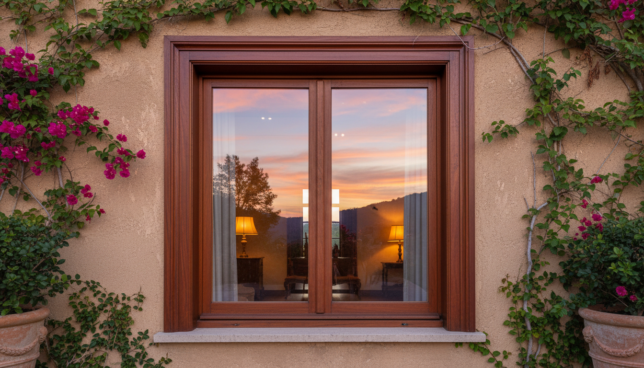 zweiflügelige Holzfenster